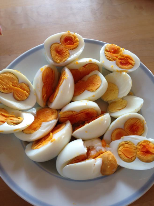 Яйцо вареное с двумя желтками